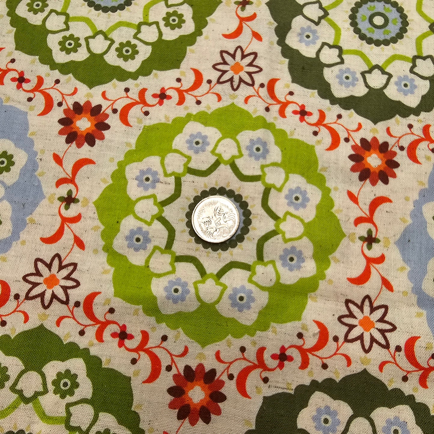 circle design cotton/linen fabric - sold by 1/2mtr