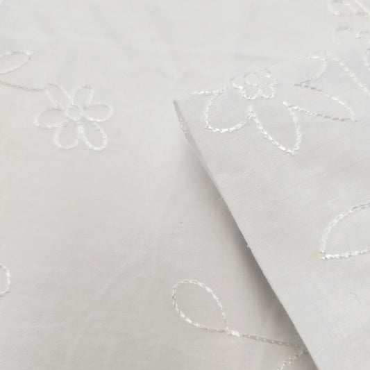 Floral embroidered woven cotton voile fabric - 1.50mtrs