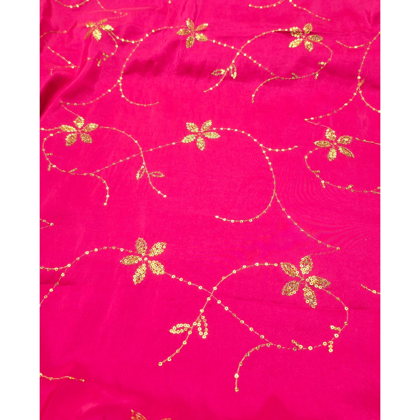 Fuschia embellished taffetta fabric - 2mtrs