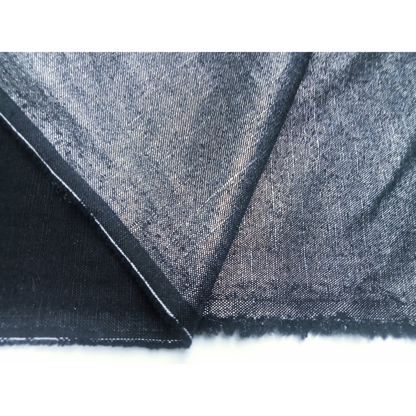 Indi black - woven shimmer cotton /linen fabric -sold by 1/2mtr