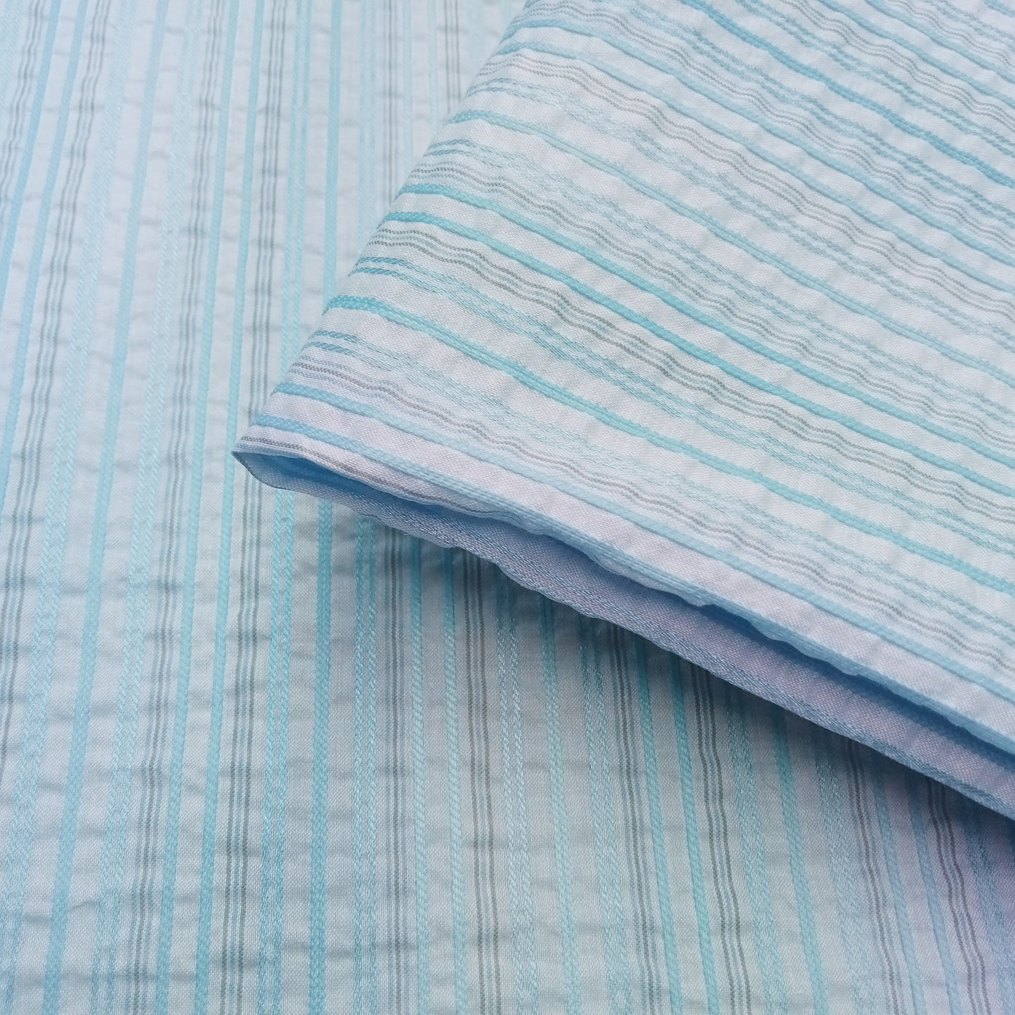 Iris - striped seersucker fabric - sold by 1/2mtr