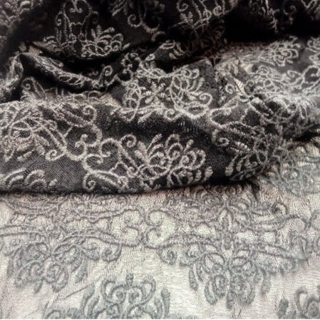 Debutante - grey embroidered lace - sold by 1/2mtr
