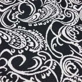 Jacquard design fabric - black/ivory sold by 1/2mtr