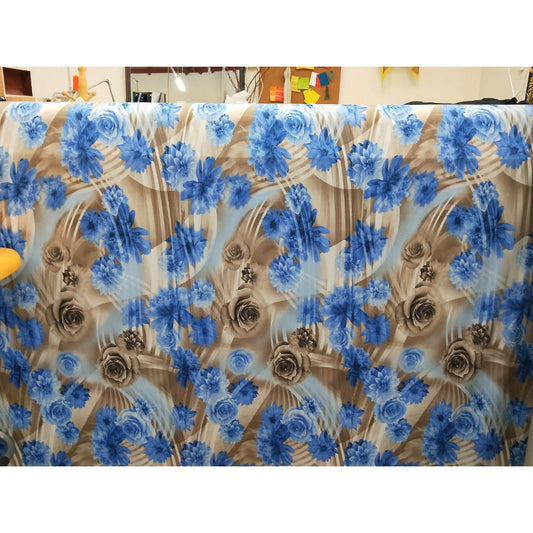 blue flowers - ITY/Jersey sold by 1/2mtr