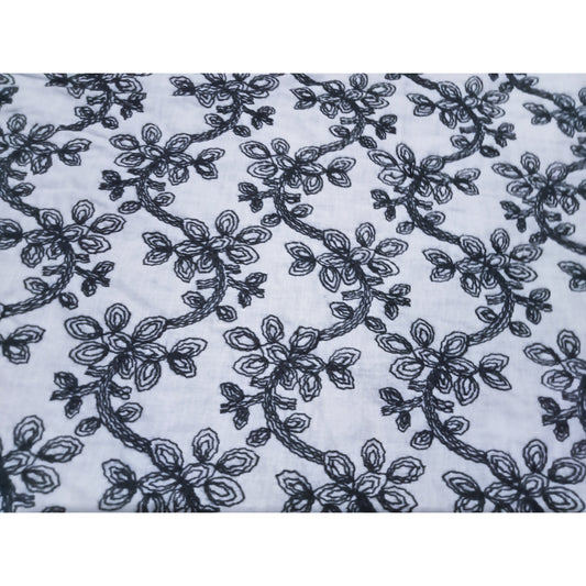 Embroidered woven cotton fabric -sold by 1/2mtr