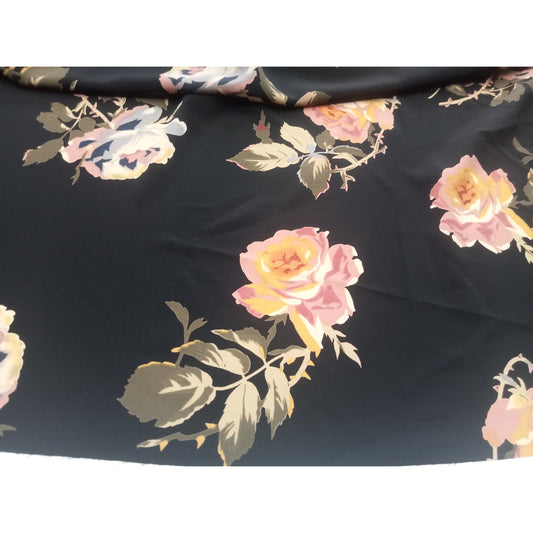 Roses - printed crepe fabric 2.70mtrs