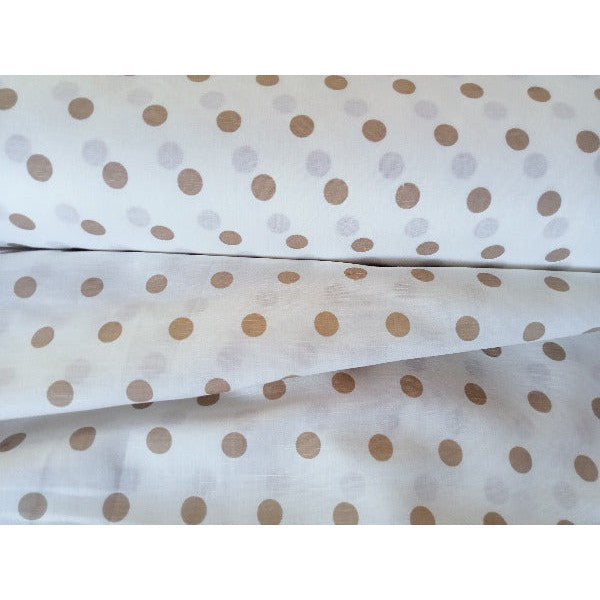 Polka dot printed cotton/linen fabric sold by 1/2mtr
