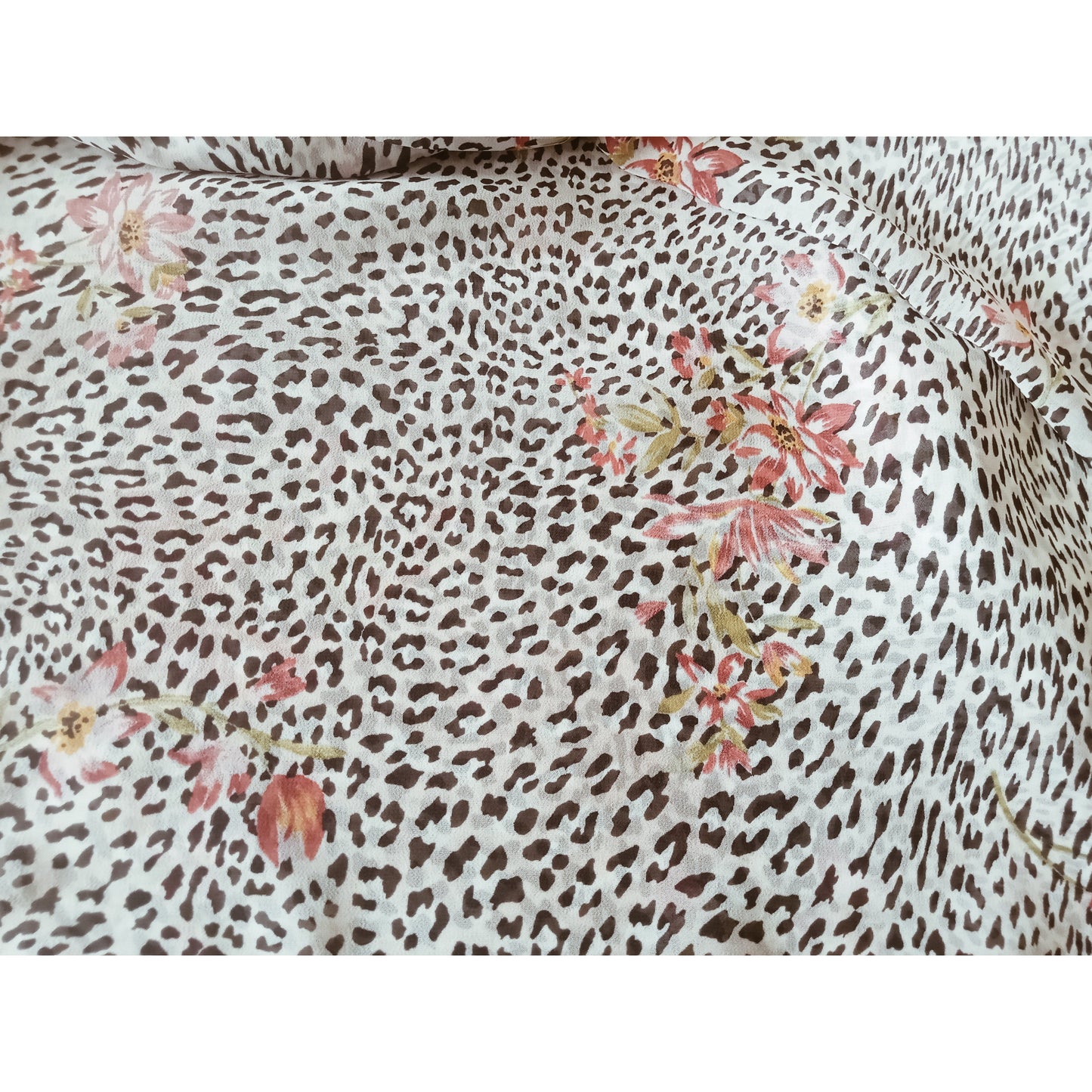 Bella - Leopard/floral printed chiffon- sold by 1/2mtr