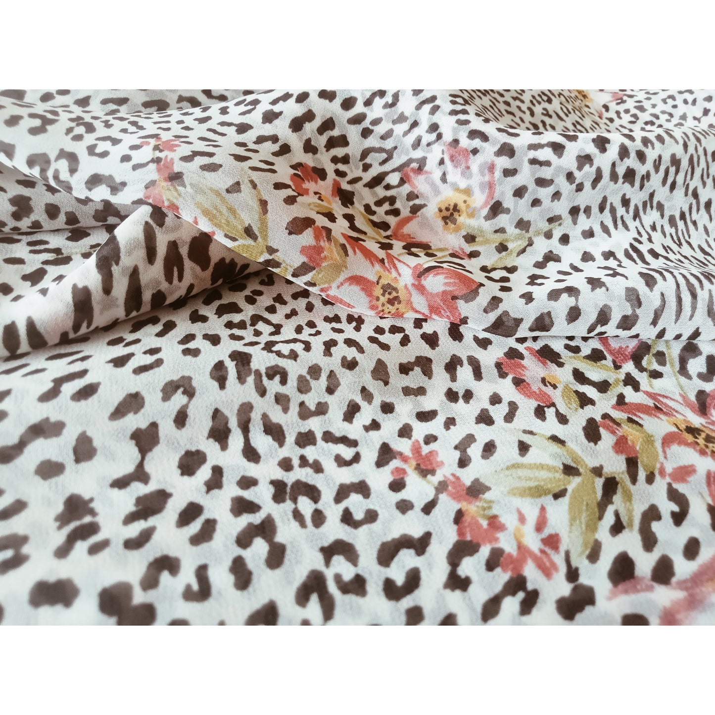 Bella - Leopard/floral printed chiffon- sold by 1/2mtr
