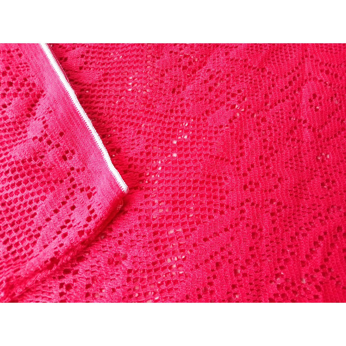 Sunshine Raspberry Laces Summertime - stretch lace raspberry - sold by 1/2mtr – Janies Fabrics