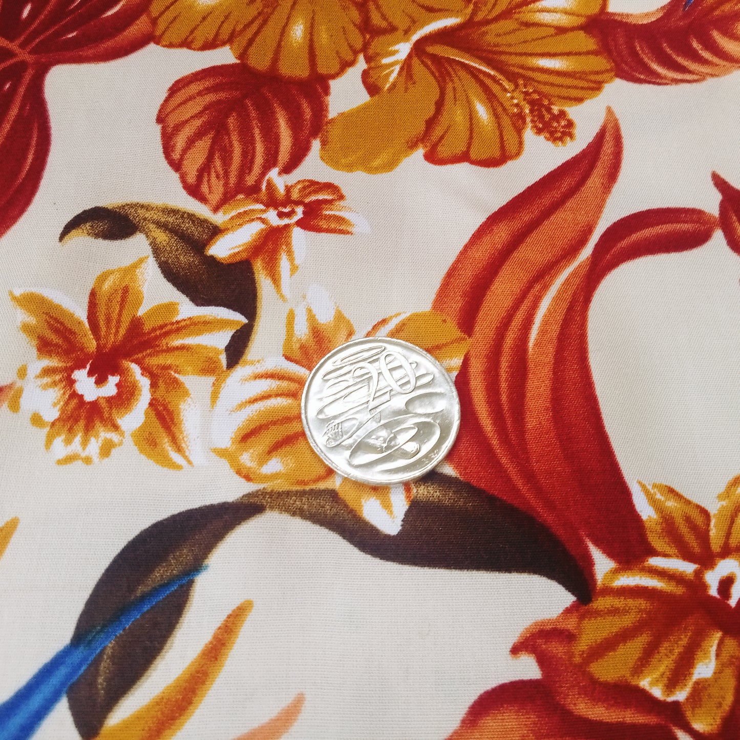 Hibiscus floral print fabric - sold by 1/2mtr