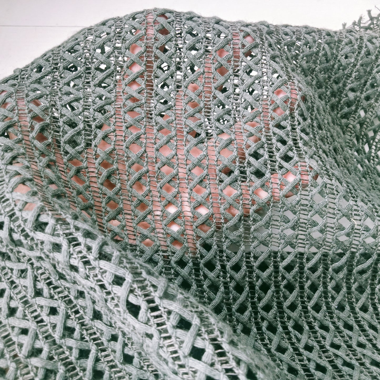 Criss/cross - khaki - crochet cotton fabric - sold by 1/2mtr