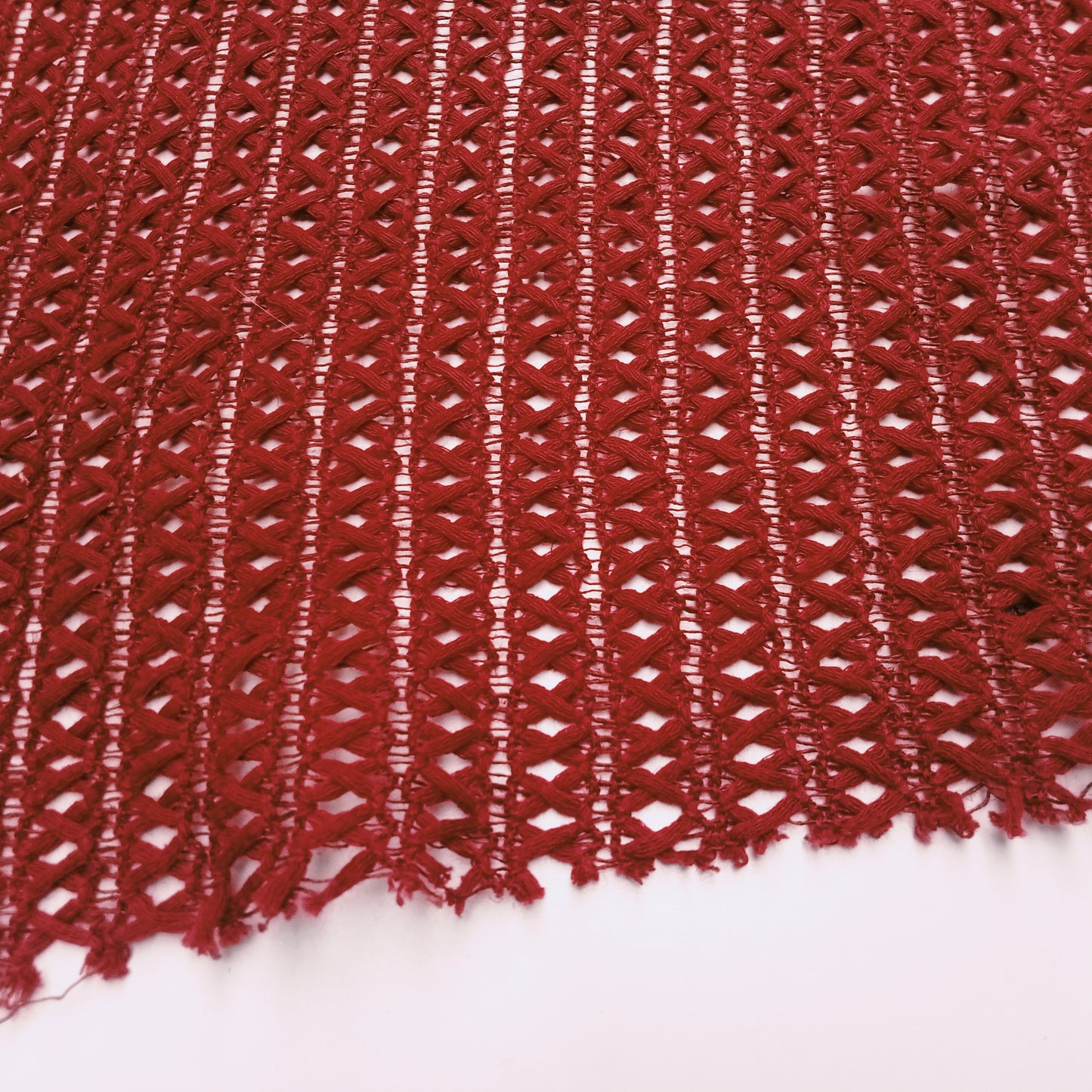 Criss/cross - maroon - crochet cotton fabric - sold by 1/2mtr