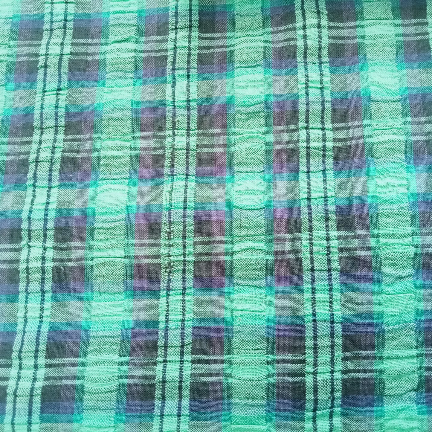 Seersucker check woven cotton fabric - 2mtrs