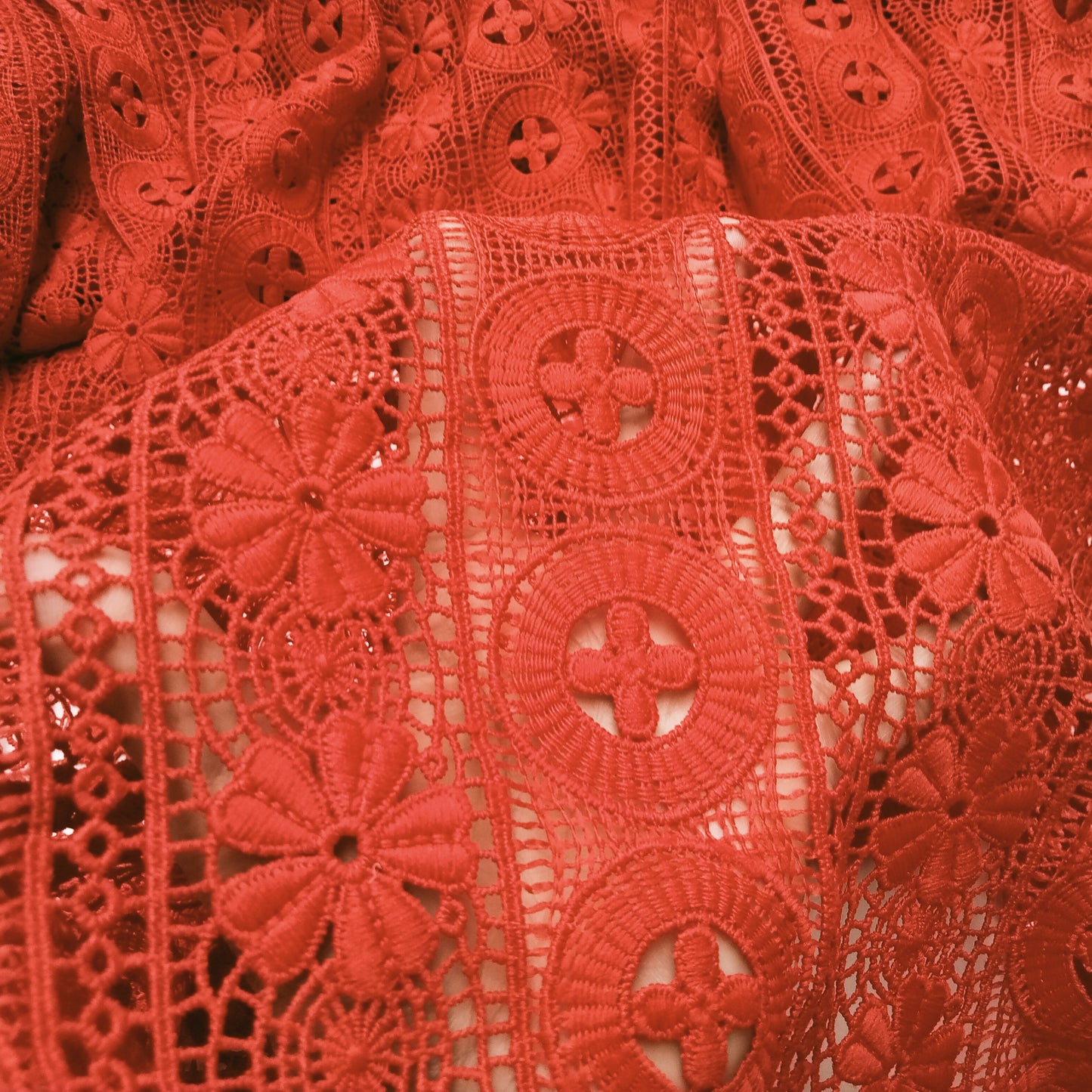 Floral red lace - sold by 1/2mtr