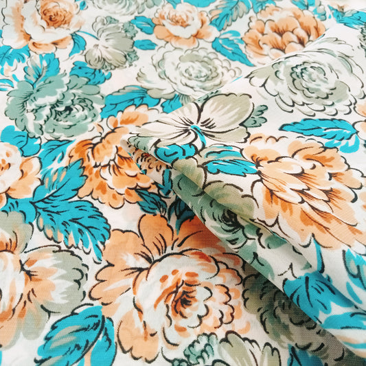 Floral printed satin fabric -2.50mtrs