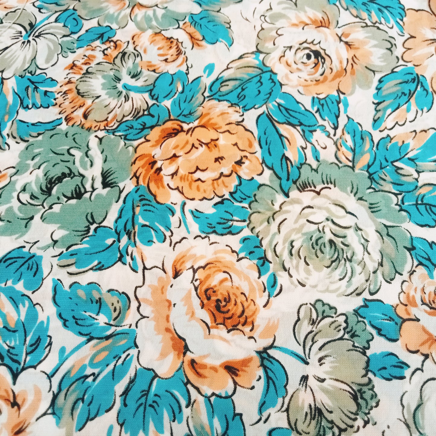 Floral printed satin fabric -2.50mtrs