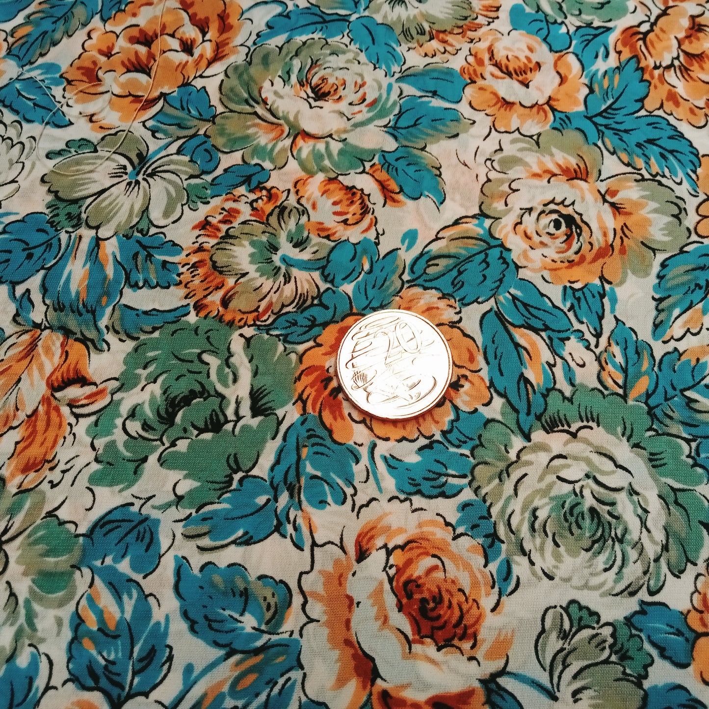 Floral printed satin fabric -2.50mtrs