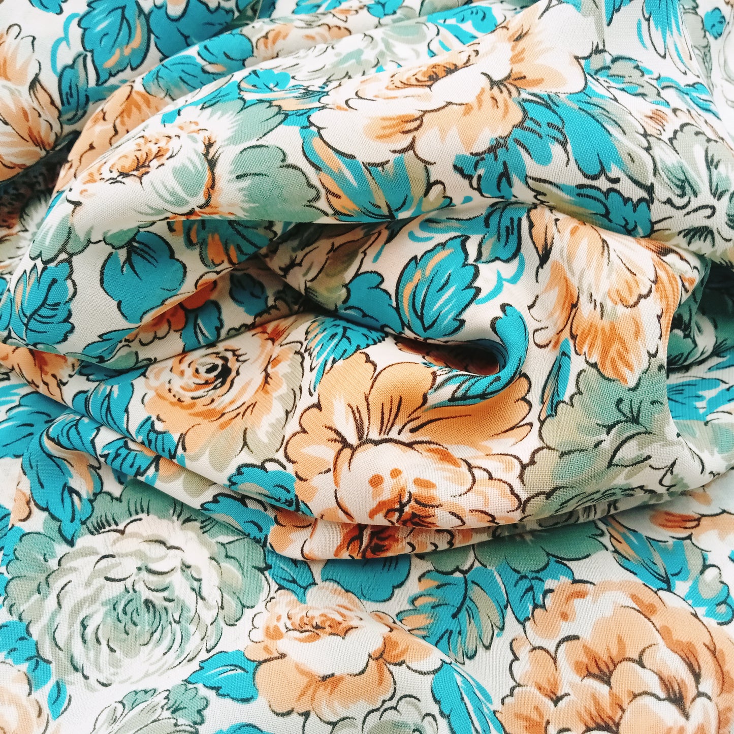 Floral printed satin fabric -2.50mtrs