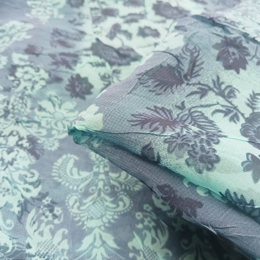 patchwork floral printed crush chiffon - sold by 1/2mtr