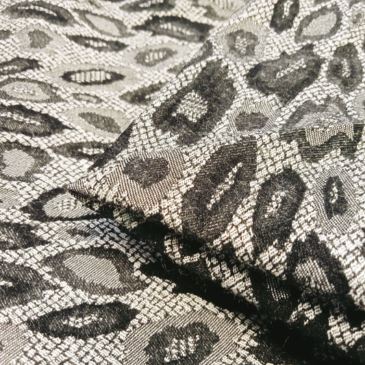 Renee - black Jacquard design stretch bengaline fabric - sold by 1/2mtr