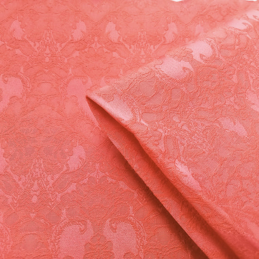 Monica - coral - Jacquard woven suiting  fabric - sold by 1/2mtr