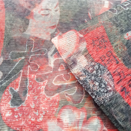 Japanese design printed stretch netting - sold by 1/2mtr