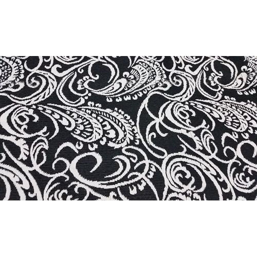 Jacquard design fabric - black/ivory sold by 1/2mtr