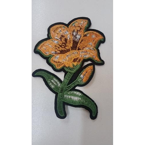 Hibiscus embroidered floral iron on applique