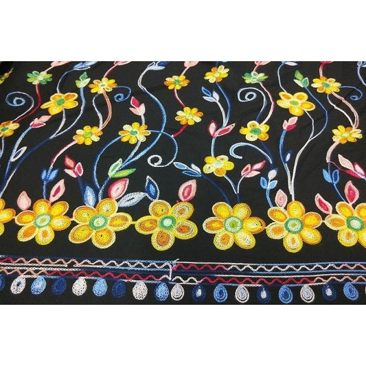 Boarder embroidered woven cotton fabric