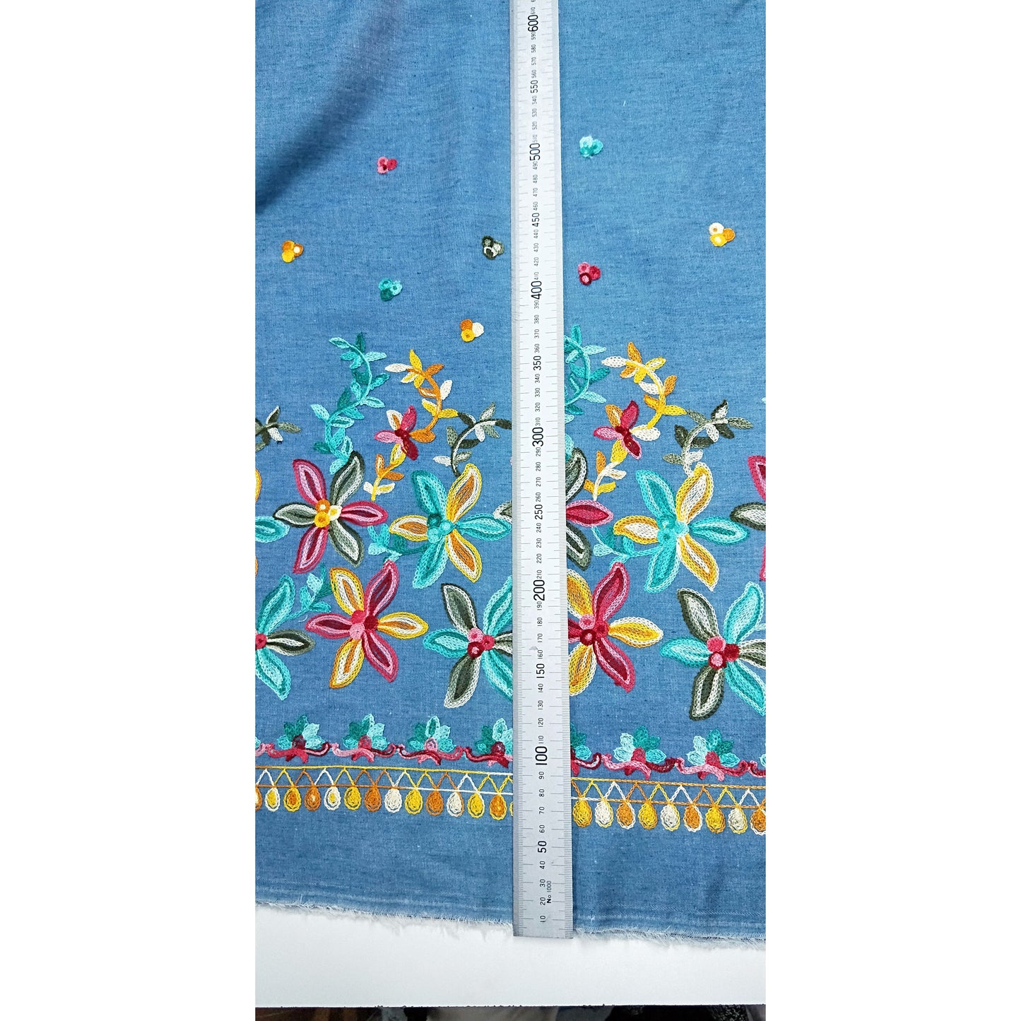 boarder embroidered woven fabric