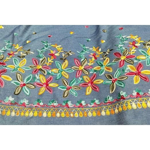boarder embroidered woven fabric