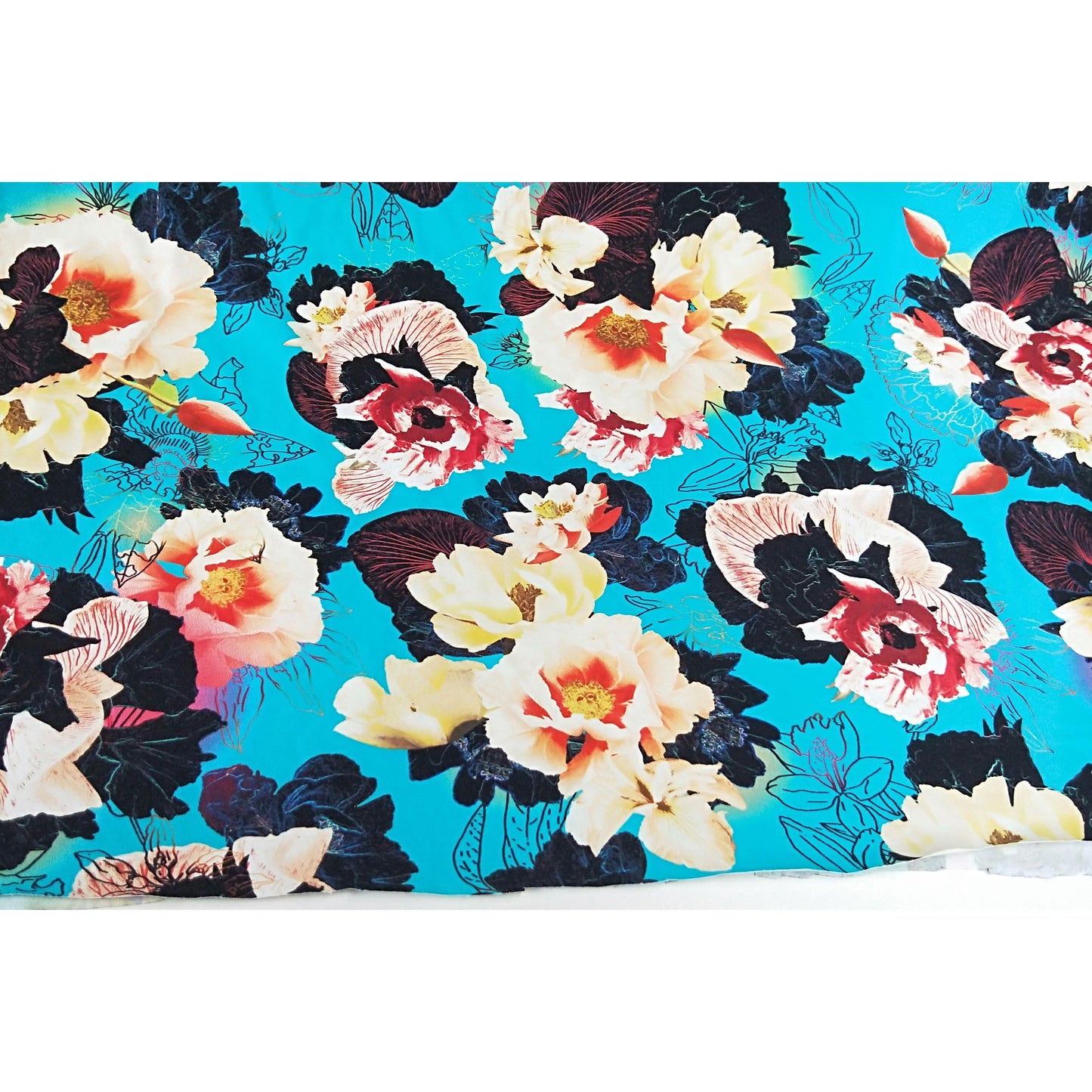 floral printed knit fabric - sold by 1/2mtr