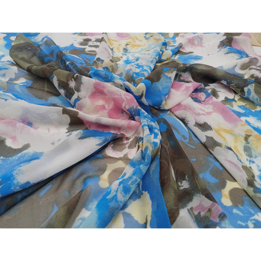 Stunning large floral printed chiffon fabric -sold by 1/2mtr
