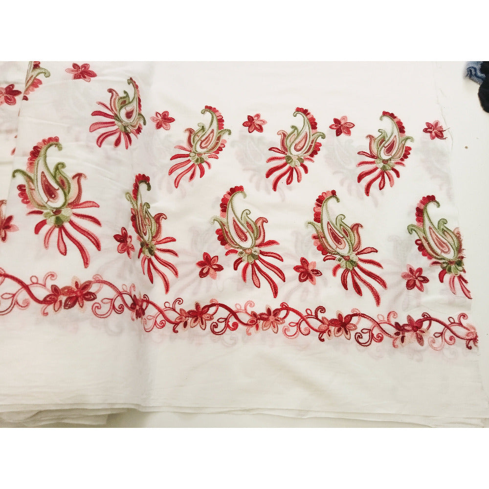 Eloise - boarder embroidered cotton fabric -sold by 1/2mtr