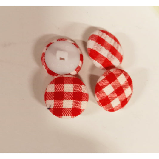 4 gingham covered buttons