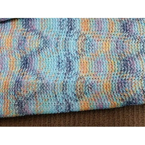carousel -Beautiful knit fabric - aqua blue/orange/navy